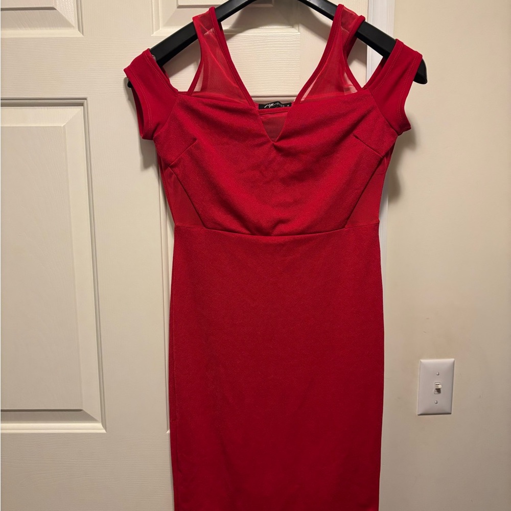 Women's One-Shoulder Red Sheath Dress - Elegant Evening Wear